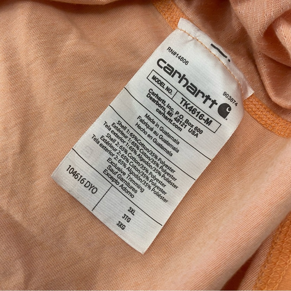 Carhartt Force T Shirt 3XL Men Orange Short Sleeve Relaxed Fit Pocket 104616-DYO - Picture 7 of 10